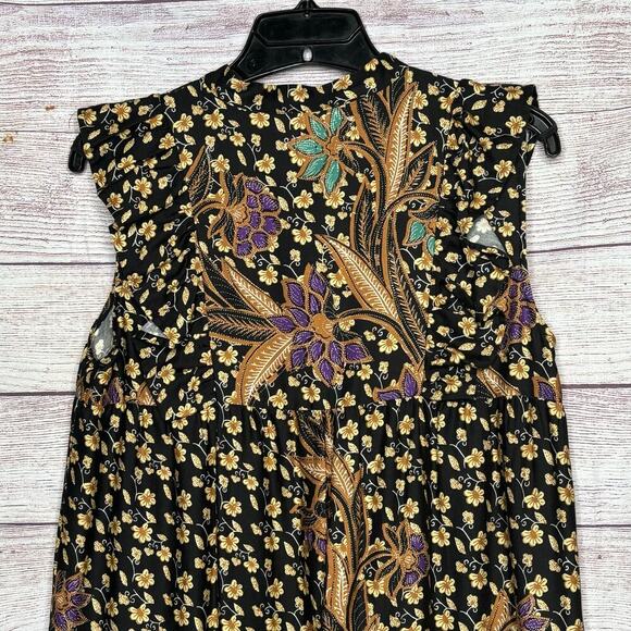 Warm Women's Boho Hippe Ruffle Sleeveless Cotton Breezy Floral Dress Size Small - Picture 14 of 16